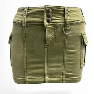 Khaki green cargo mini skirt